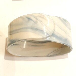 Porcelain Napkin Rings Embossed Unicorn Blue White Glaze Vintage Set of 6